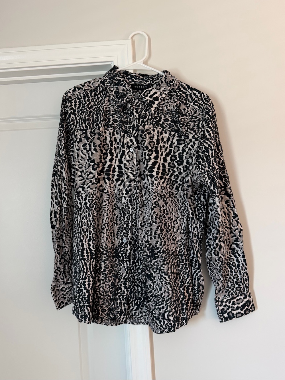 Foxcroft Animal-Print Button-Down Blouse